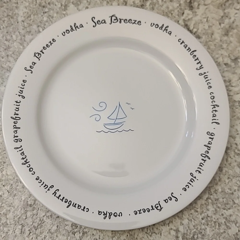 Pottery Barn Cocktail Recipe Plate Set of 4